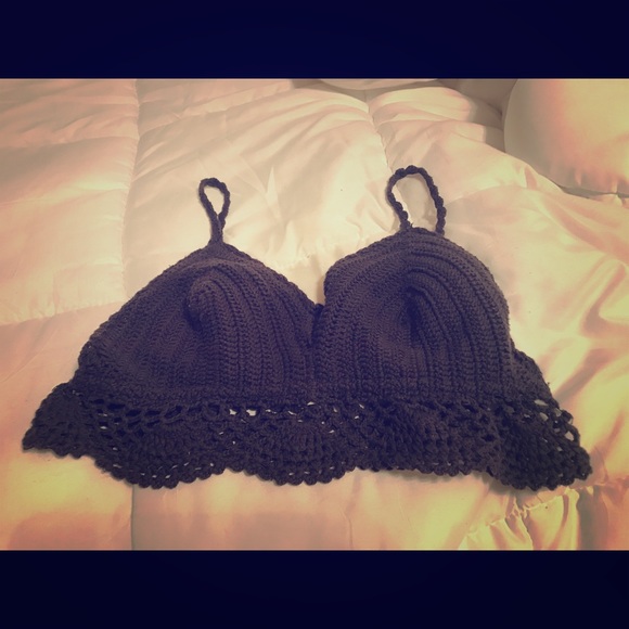 Crotchet grey/bluish crop top - Picture 1 of 3